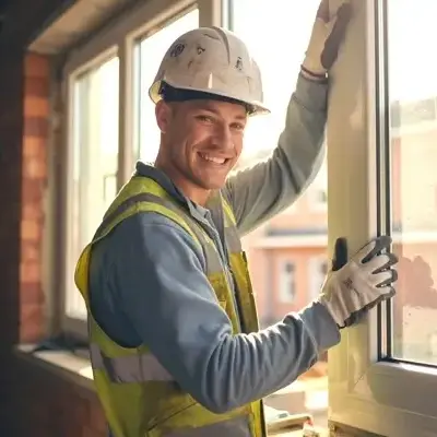 Yapı sahasında PVC pencere doğrama montajı ve kanat ayarı işlemi