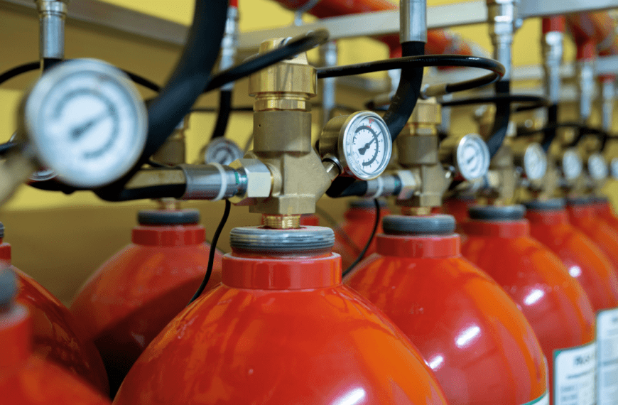 Sabit gazlı yangın söndürme sistemi tüp bankası ve kolektör hattı basınç manometreleri