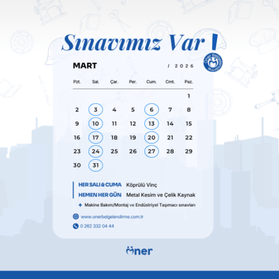 Öner Belgelendirme Mart 2026 Güncel Sınav Takvimi ve Mesleki Yeterlilik Sınav Duyurusu