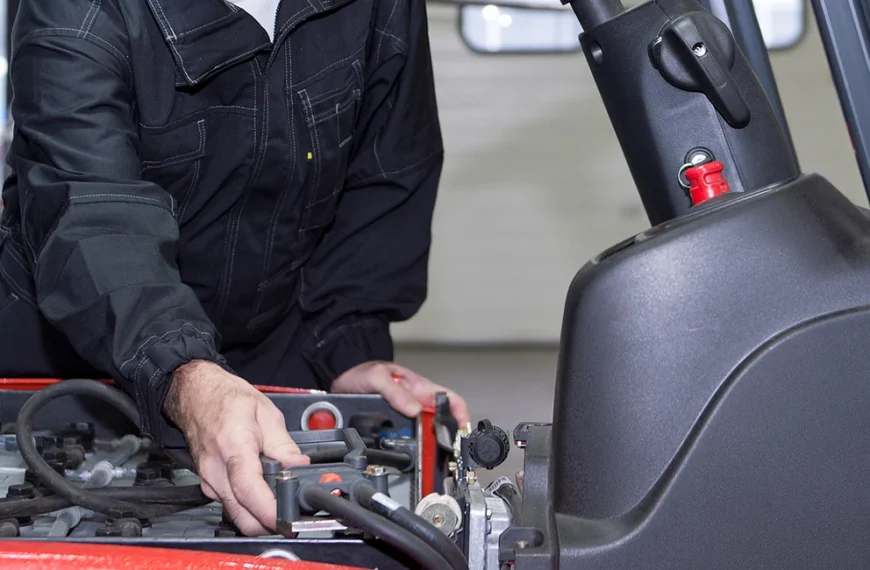 Endüstriyel forklift akü bağlantısı kontrolü ve iş makineleri periyodik bakım süreci