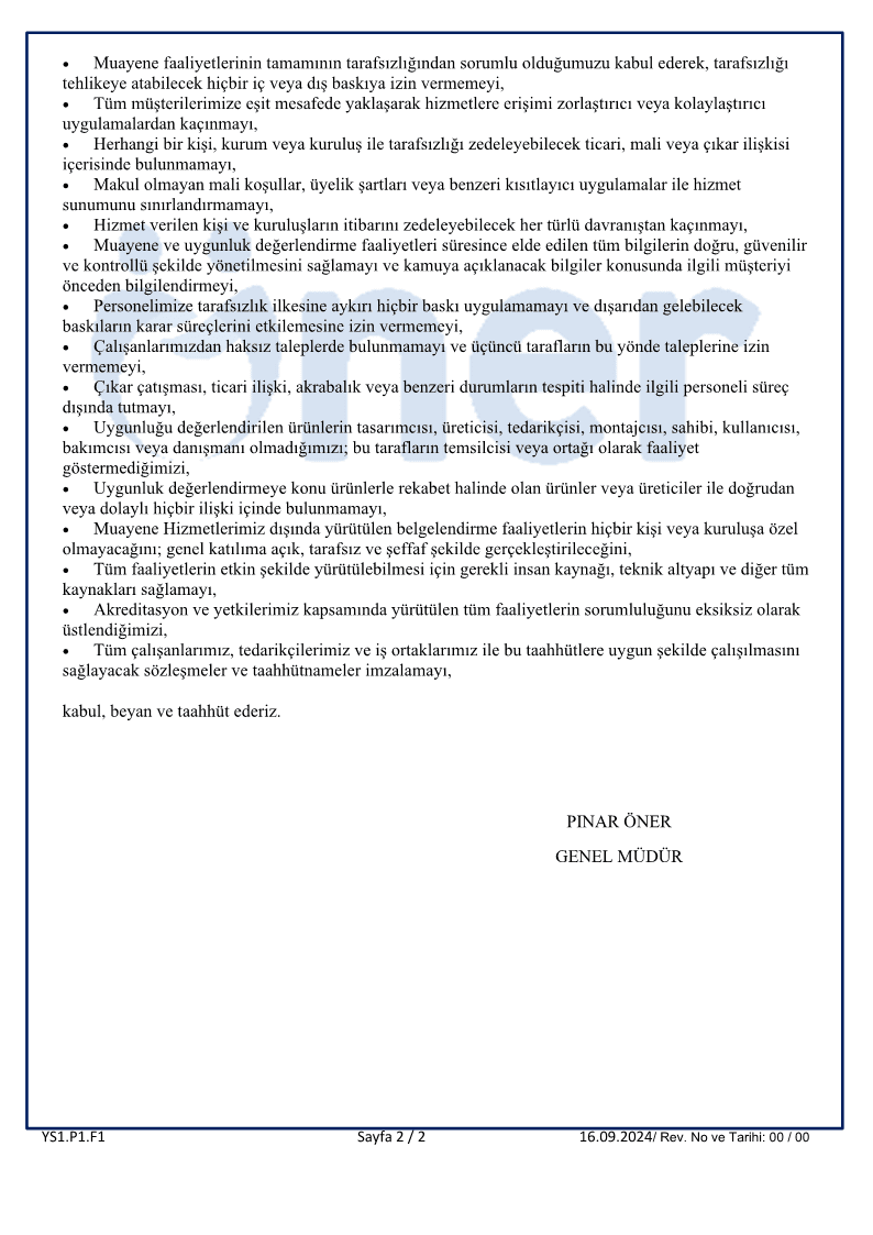 Genel Müdür Taahütnamesi
